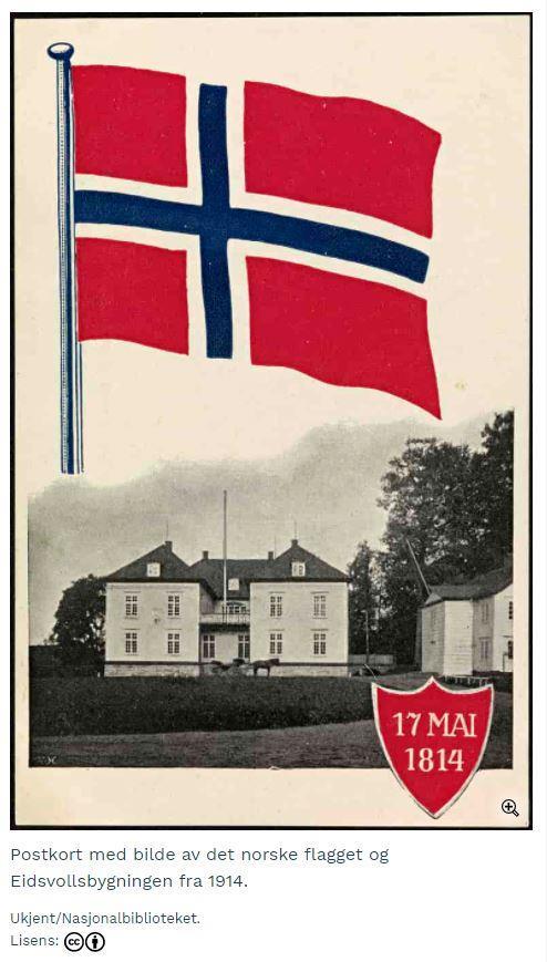 postkort fra Eidsvollsbygningen 17.mai - Klikk for stort bilde